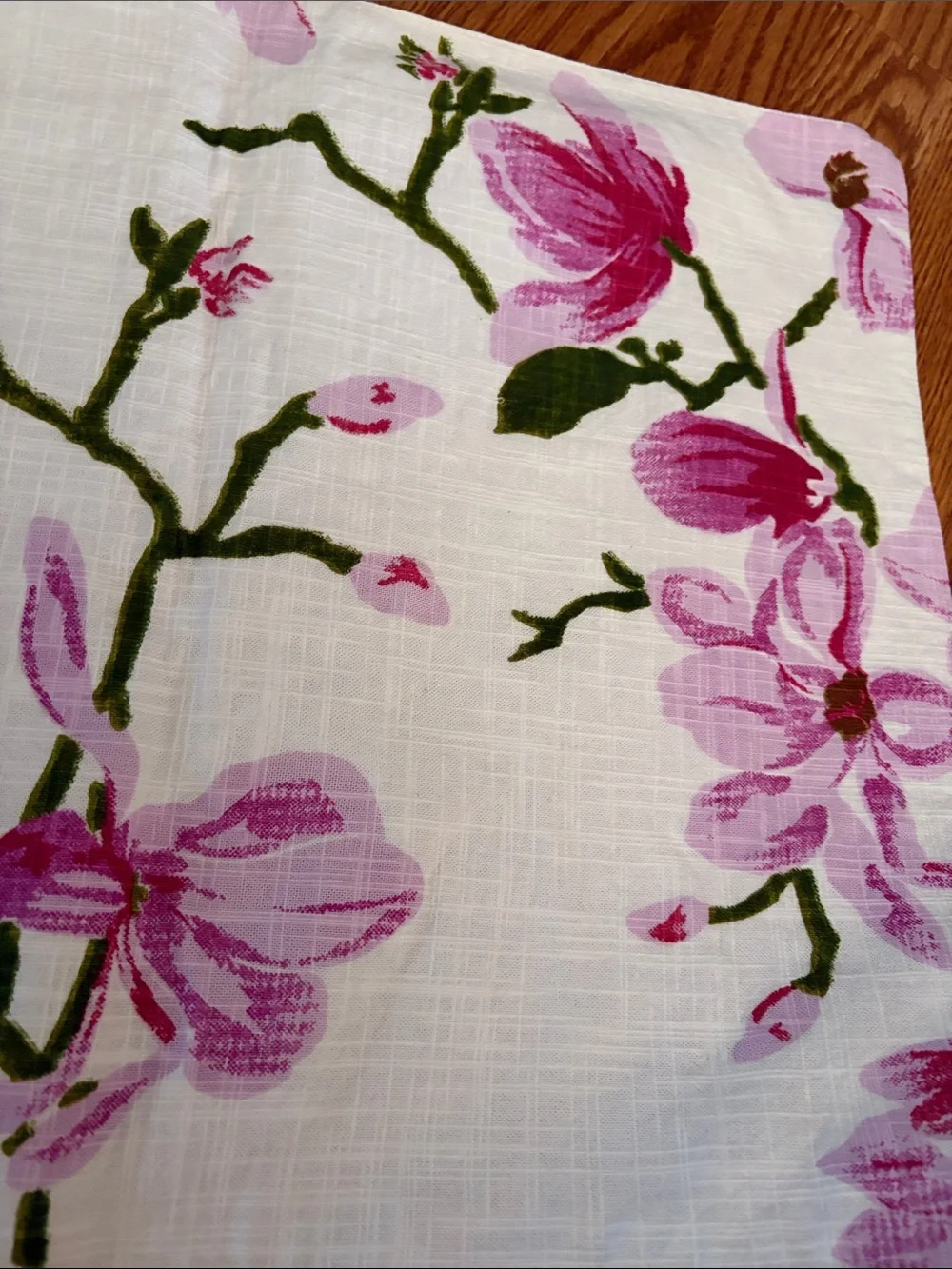 Floral Pink Magnolia Kitchen Towel - White Background